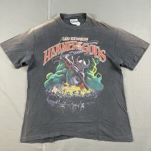 Vtg 1988 Led Zeppelin T Shirt Men's L Black Hammer Of The Gods Overlords